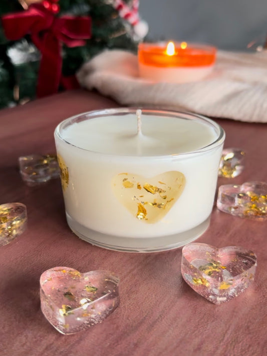 Heart Glass Candle β Gold Leaf Decor