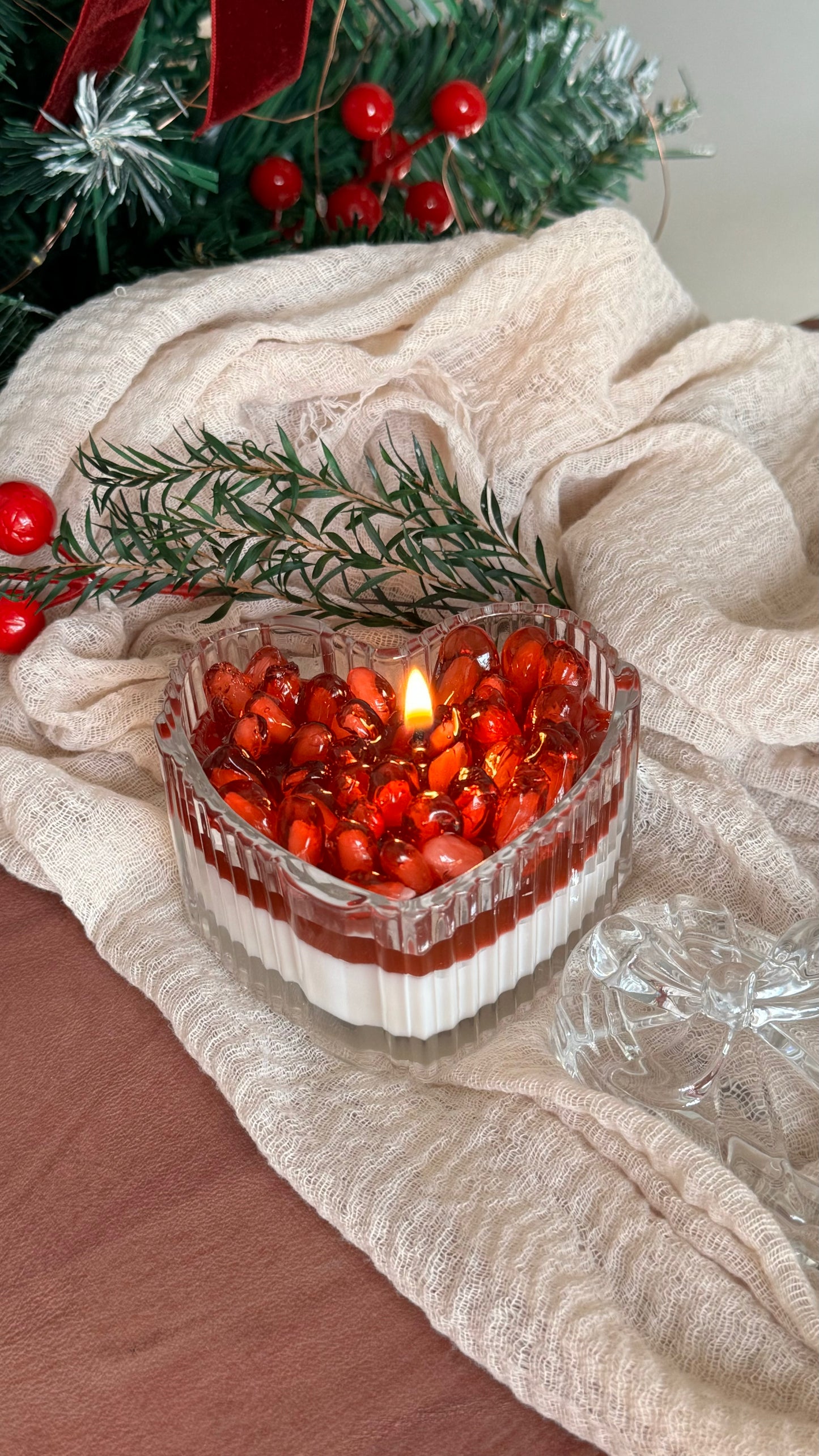 Ruby Heart Candle