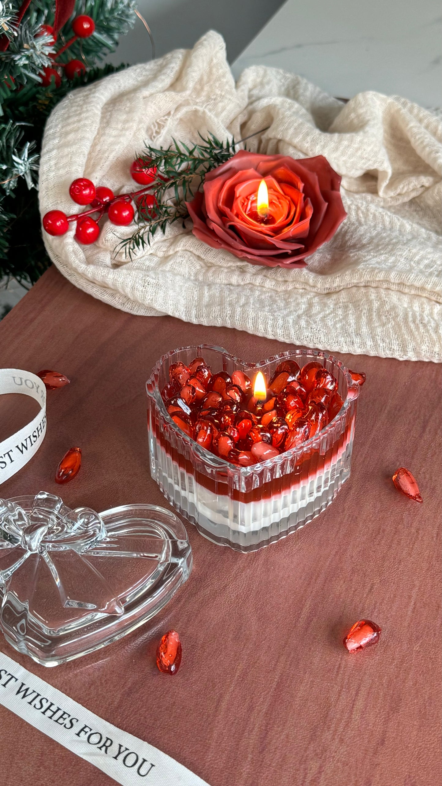 Ruby Heart Candle