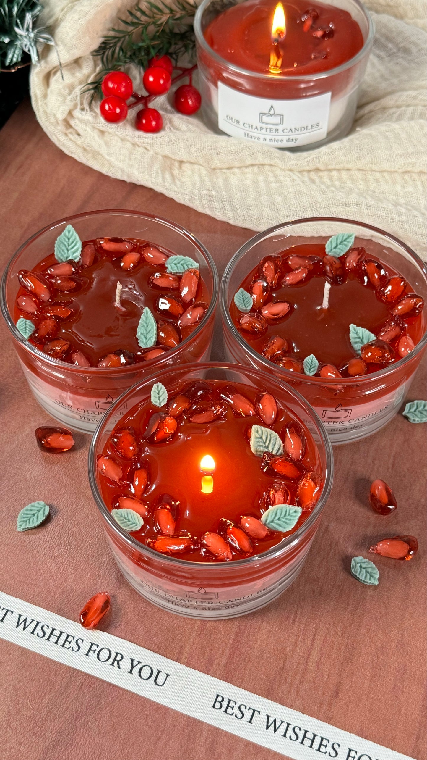 Floral Pomegranate Wreath Candle